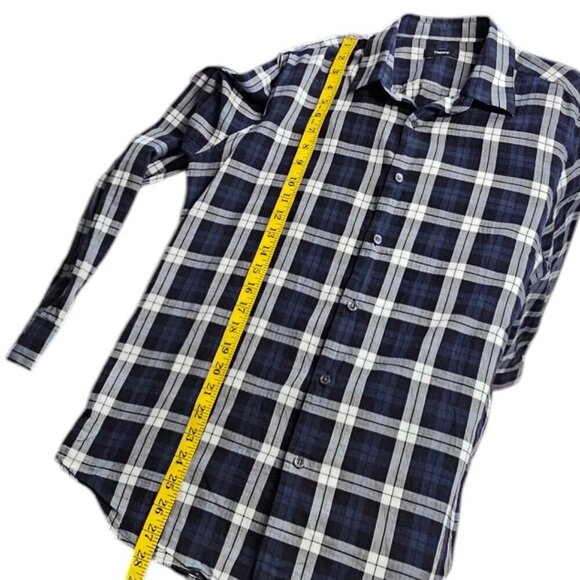 Theory Mens Sylvain Cullen Button Down Shirt, Long Sleeve, Plaid, Blue, Size L - Picture 4 of 8